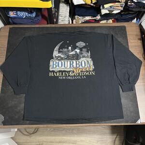 Harley Davidson Long Sleeve Bourbon Street Shirt Vintage 3X Black New Orleans LA